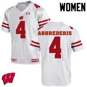 Women's Wisconsin Badgers NCAA #4 Jared Abbrederis White Authentic Under Armour Stitched College Football Jersey NV31H03CV